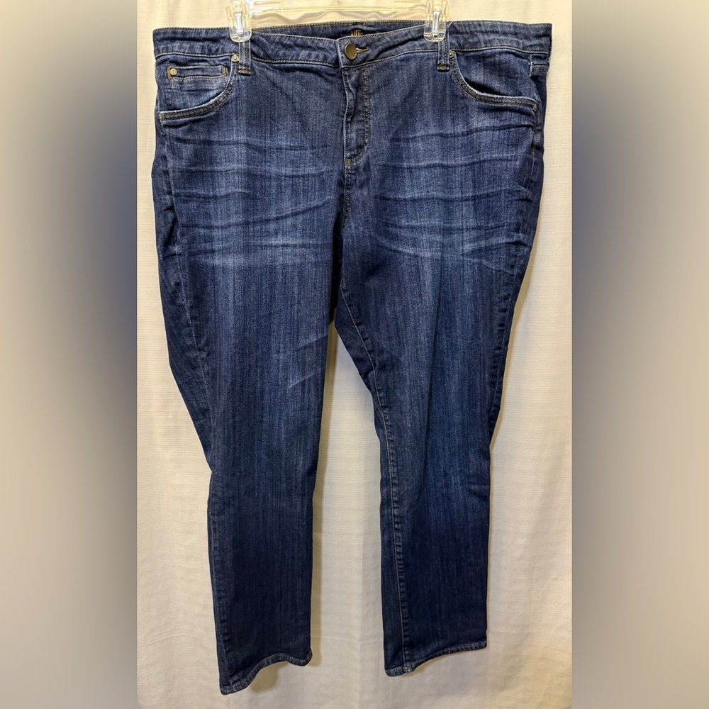 Kut From The Kloth Blue Denim Stretch Straight Leg With Pockets Jeans Sz 22W
